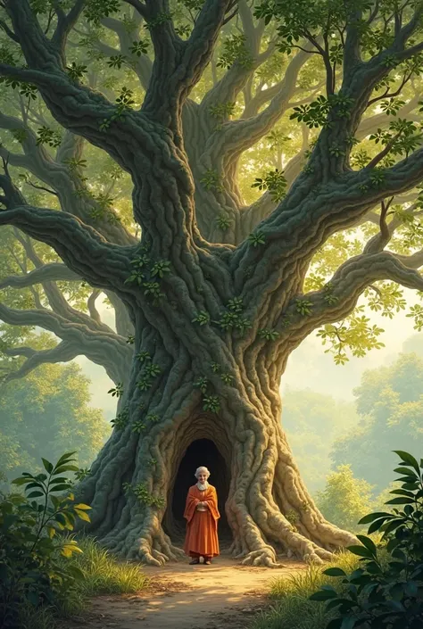 A father is like a banyan tree, providing shade for life, a good home for his ren, and a loving home for them.