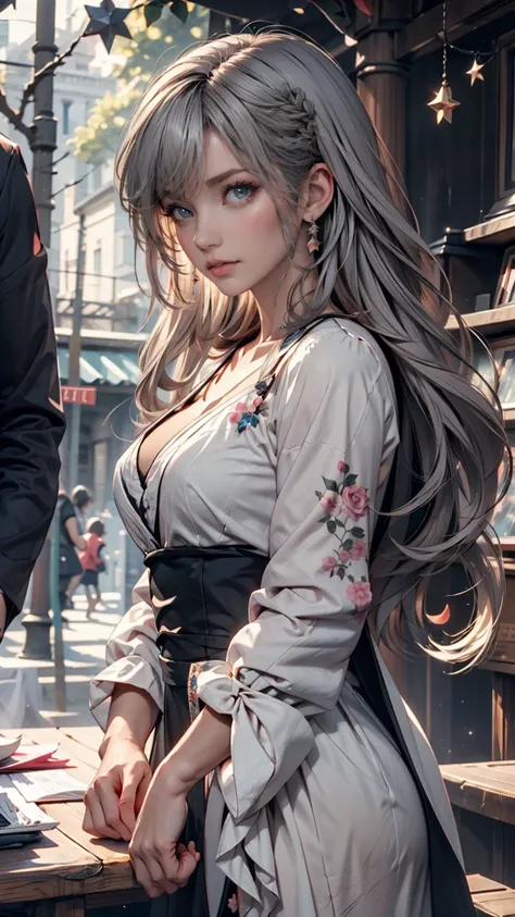  the background is the city , perfect Gray Hair girl, Loli Dress, Gray Hair, Gray Hair god,  cute anime wife with beautiful clothes, Gray Hairの,  Best Anime 4K Konachan Wallpaper , Little Curvy Lori , Pixiv and ArtStation's Guvez , Gray Hair girl, Nightcor...