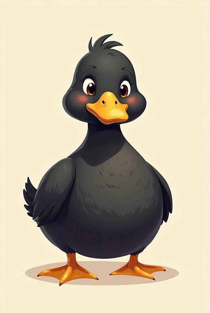 Draw me a poster of a cute little black duck from the front