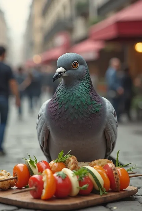 Pigeon makes kebab