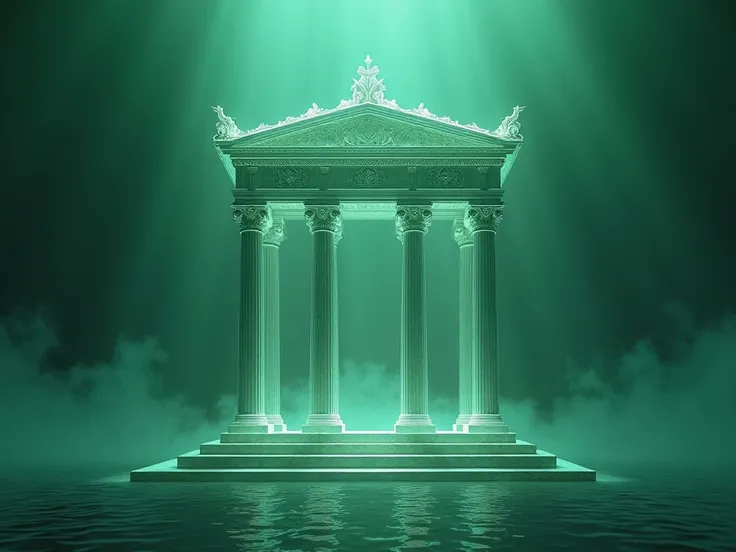 a dark green background, so the picture will be a complete dark green, and a transparent roman temple