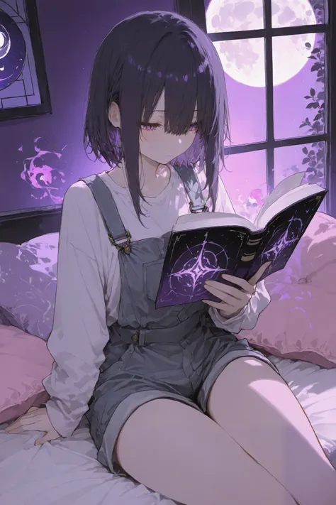 masterpiece, best quality, ultra-detailed,r17329_illu,usnr,luisap, General,xxx667_illu,masterpiece, best quality, 8k, highres, ultra-detailed,HDR, UHD, studio lighting ,Low Fidelity art. pastel,A quiet moment in a room lit by soft purple lighting. A person...