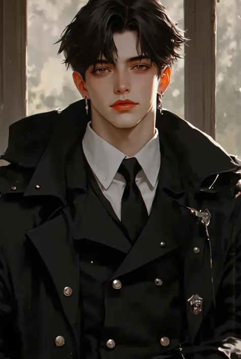 (masterpiece), (best quality), 1man, solo, male, middle part black hair, chiseled jawline, muscular, modern student, modern uniform, arrogant, confident, playful, unbothered, mighty, classroom background, forehead, majestic, aesthetic, ethereal, handsome, ...