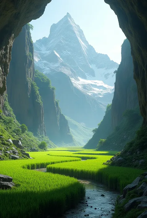 Alpine background ，underground rice fields， images