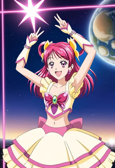 curedream、 pose 、Looking here、standing、 orbital space、In the city、smile、