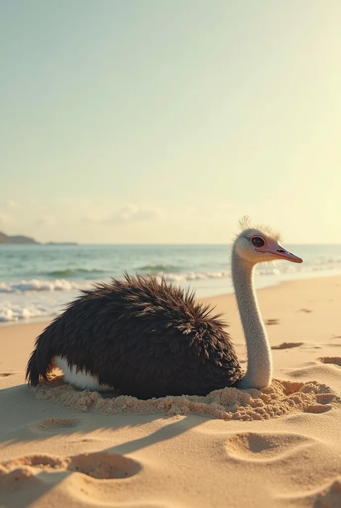 I want an ostrich, buried on the beach with its head in the sand