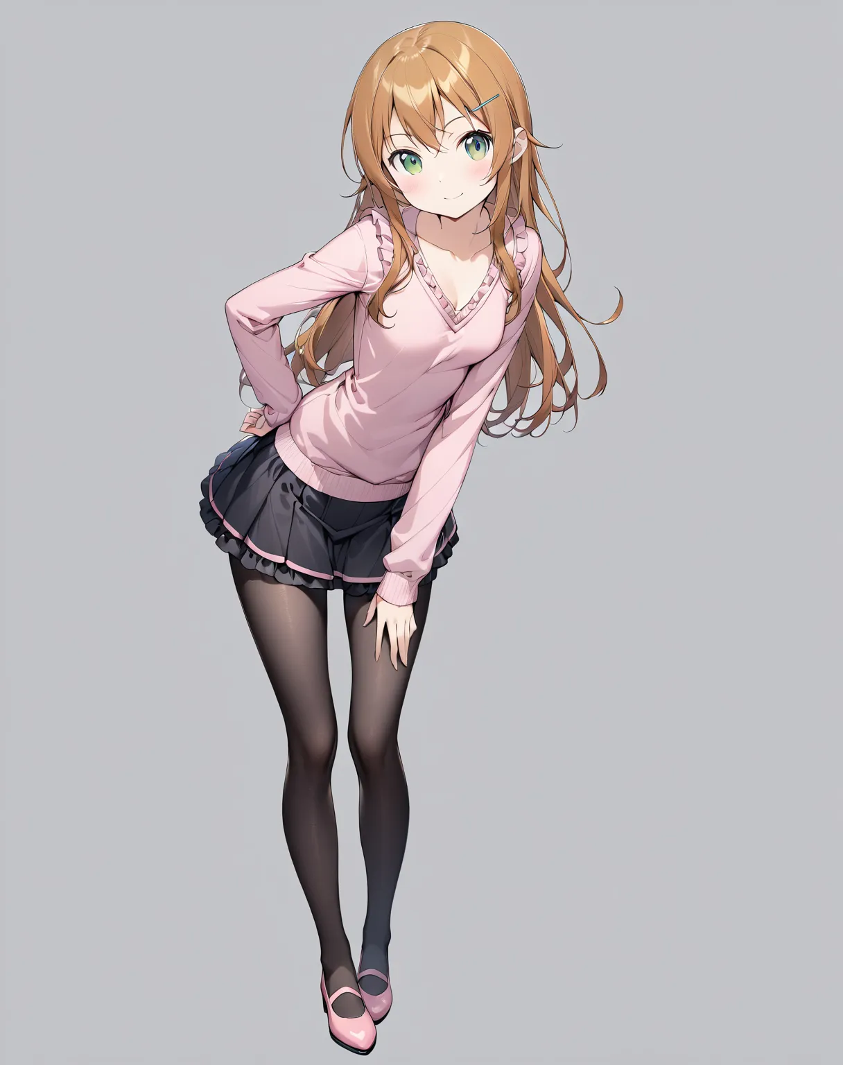 (1 girl),(Alone),

(masterpiece)、high quality、High Resolution、intricate details without hiding the body、4K、8k、
 grey background、
( head to toe:1.5、full body view:1.5)、At the center:1.0、

(Kirino Takasaka)、
(is so beautiful:0.9)、(so cute:0.9)、
(round face)、...