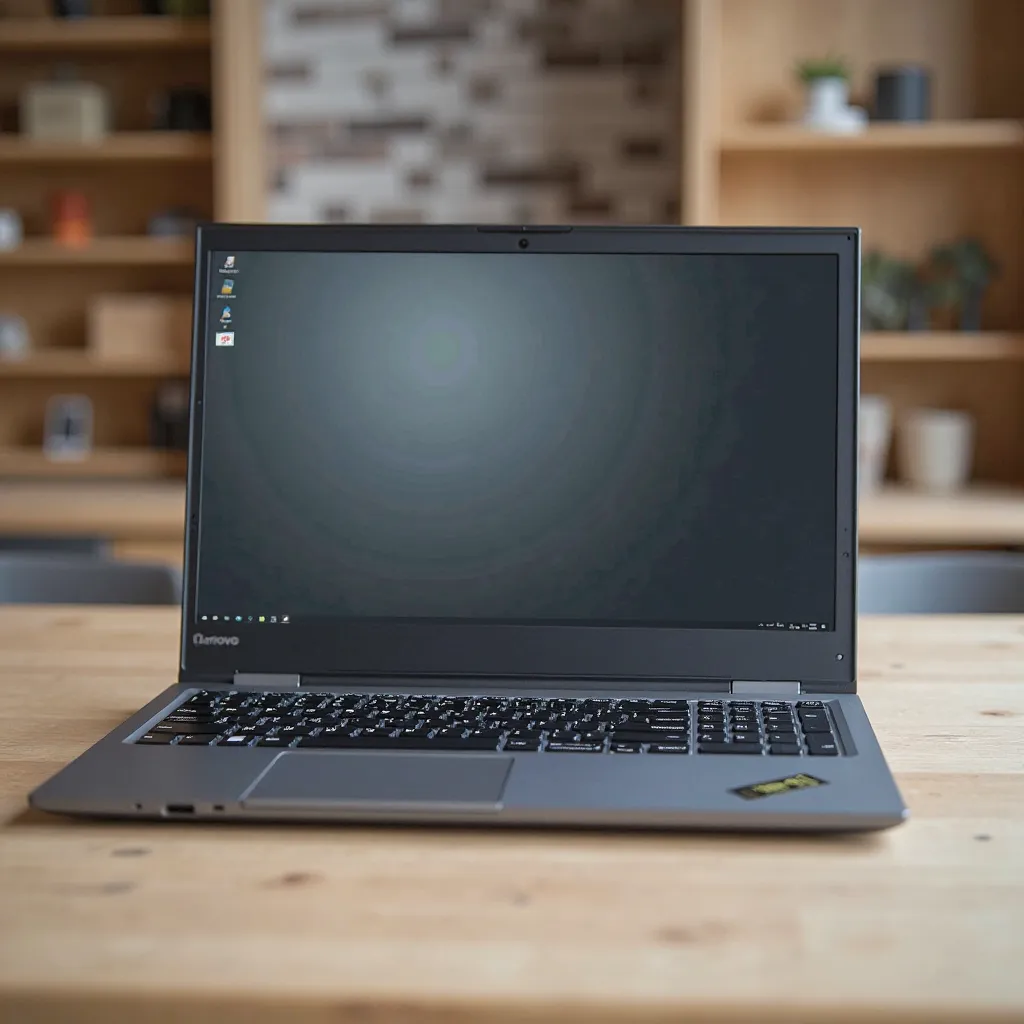 laptop Lenovo LOQ 15IRH8 Storm Gray (82XV00K7RA) standing on the table and photographed as if from a phone for sale and to look as realistic as possible and photographed as if on the fly the front angle should be. there should still be a slip on it that sa...