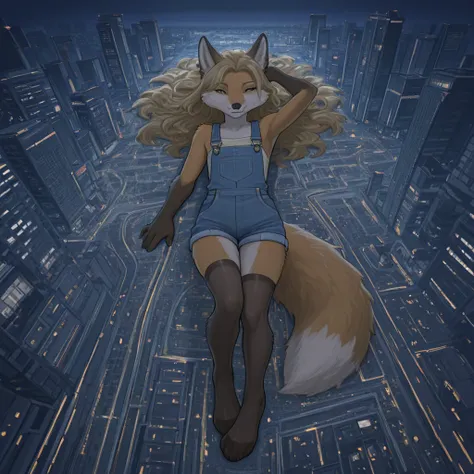  Masterpiece ,best quality,amazing quality,
1girl, One,  fluffy , fox,  stockings, lies in the middle of the city, giga-sized, the giantess, highly detailed face,  High body detail , 4k quality