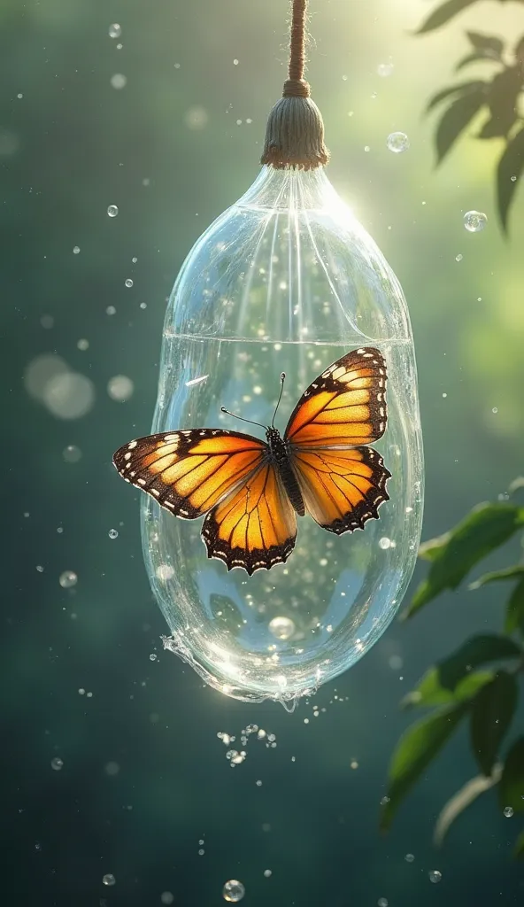 A Butterfly Coming Out of a Transparent Cocoon: Symbolizing the transformation of the impossible into something extraordinary.