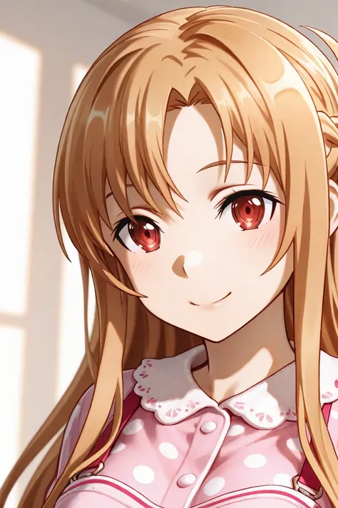 Asuna yuuki in fuzzy pajamas, cleavage, masterpiece