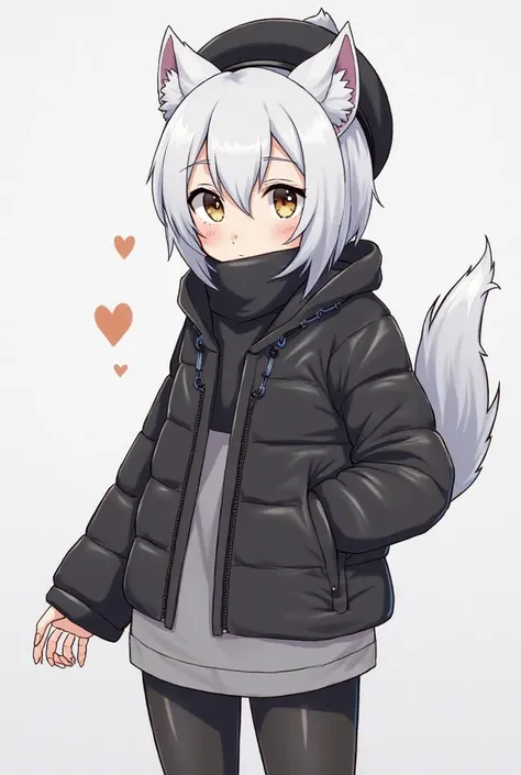  Female character , Short Wolf Cut Ombre White, Black Chained Beret, Very Heavy Stabbed Cat Ears, Face Jacket Solid Black Turtle Neck Techwear Turtle Neck,Black Cozy Scarf, Double Hand Warmer Arm Nose Black,Woman's Sweater Pants, Y2K Socks Matte Black Shoe...