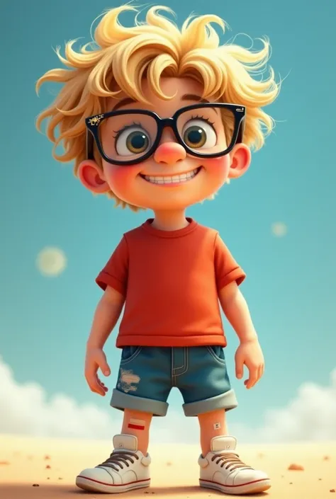 The model is wearing glass sunLeo ()
A lively, adventurous boy with messy sandy-blonde hair and bright hazel eyes. 
Always on the move in his red shirt, blue shorts, and scuffed white sneakers. 
A small bandage on his knee hints at his fearless, sometimes ...