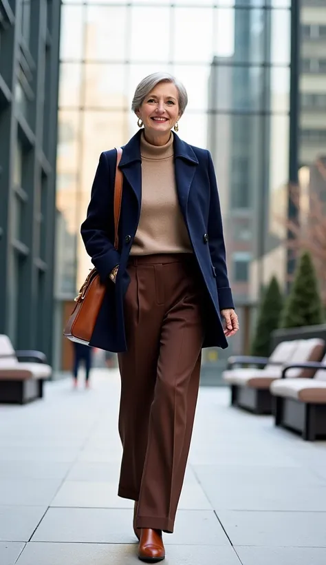 Sophisticated Winter Minimalism (Winter 2025 Trend for 65+ Women)

1. Outerwear:

Structured wool coat in rich navy blue

Knee-length with a sharp collar and a single-button closure for a sleek silhouette


2. Base Layer:

Soft-knit mock-neck sweater in wa...