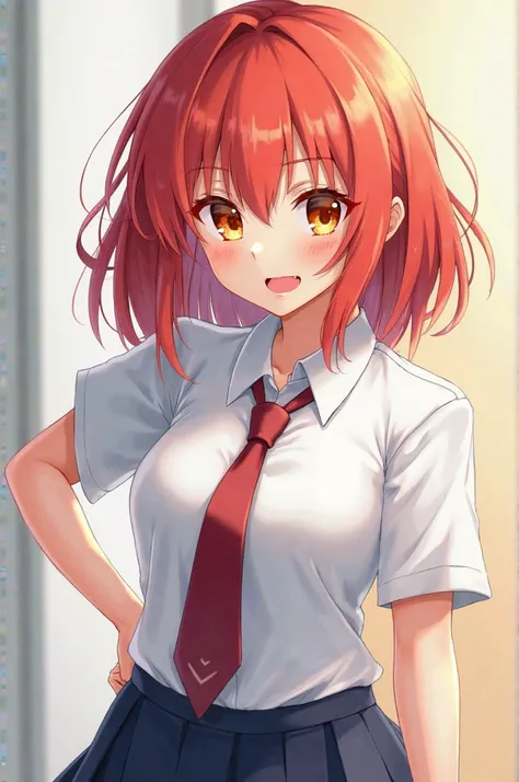 Red-haired girl in school uniform