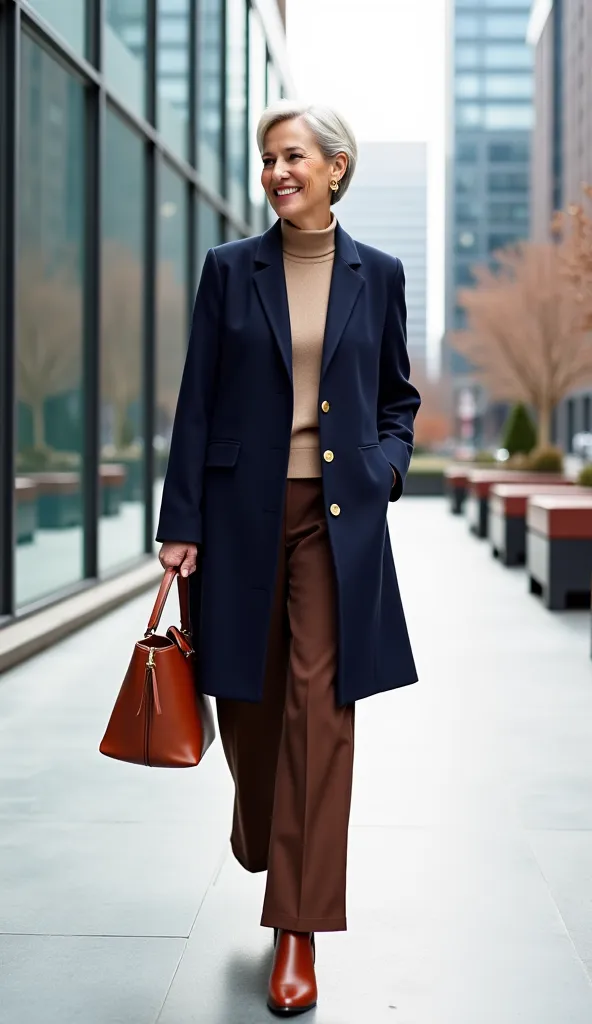 Sophisticated Winter Minimalism (Winter 2025 Trend for 65+ Women)

1. Outerwear:

Structured wool coat in rich navy blue

Knee-length with a sharp collar and a single-button closure for a sleek silhouette


2. Base Layer:

Soft-knit mock-neck sweater in wa...