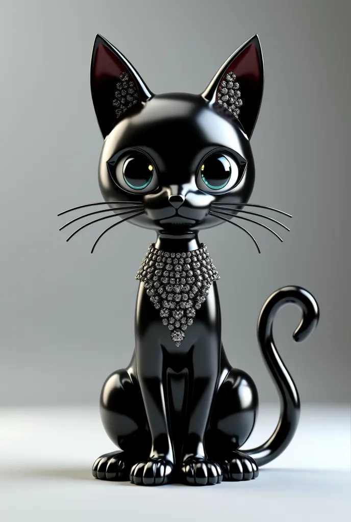 Number holder that has BlackDiamond necklace and that has the number 8.00. A model of a cat font