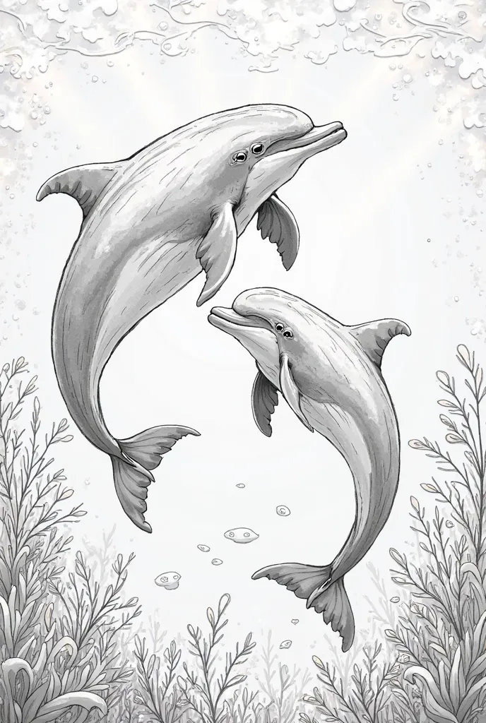 make me a hand made Dolphins illustration for coloring books