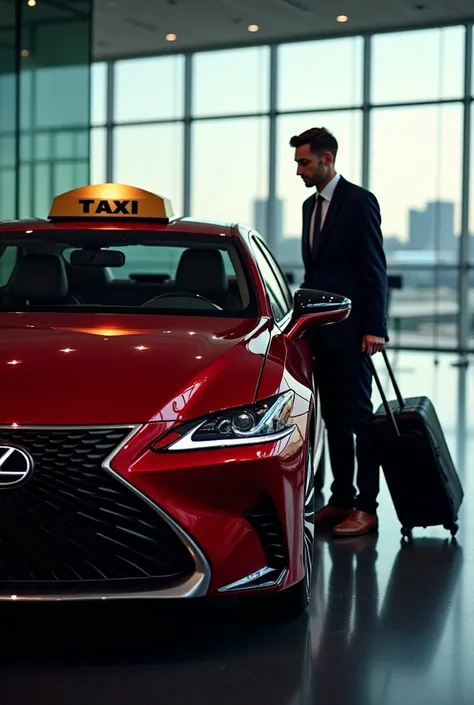 Transfer in aeroport,taxi lexus car red colour