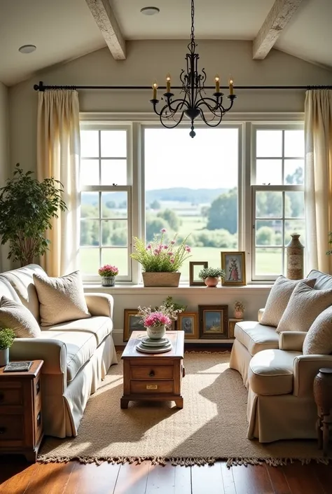 Shabby chic farmhouse living room decor 