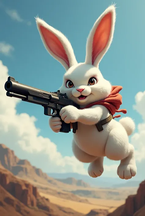 Flying bunny with a gun 