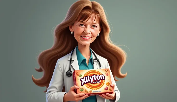 dr. Ellie Phillips Long Hair Smiles, doctor dress  , handle of xylyton candies