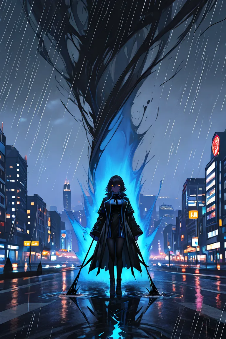 Dark Avenger's Descent

((Best quality, highly detailed, sharp dynamic lighting:1.3)), a shadowy masked hero lands atop a gothic skyscraper, rain pouring heavily, their long coat flowing, ((ominous and powerful presence)), (moody lighting, noir-inspired co...