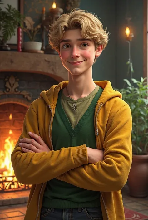 A proud hufflepuff guy, happy and funny. And beautiful. Realistic