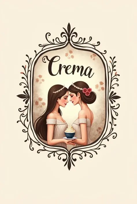 Generate a logo with an ornament with figures without drawings of a cafe-bakery called “Crema” 