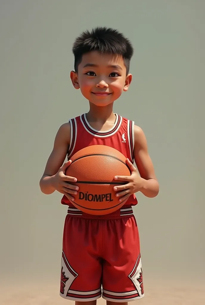 Boys 50 years holding basketball with jordan shirt and pants White face malaysian face