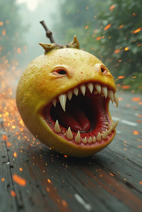 Guava with teeth at high speed 