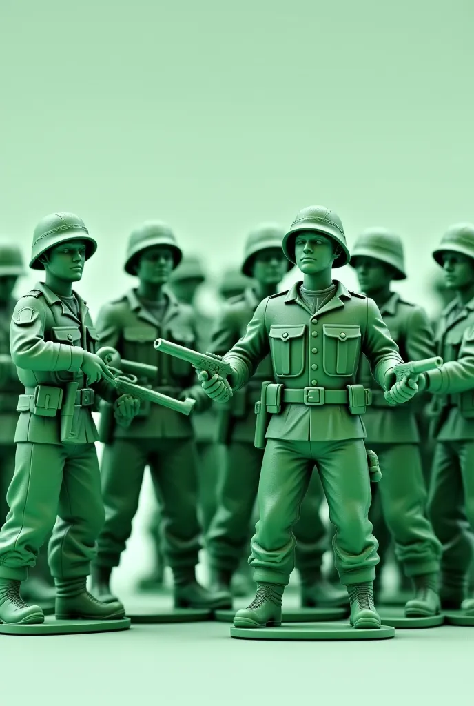 A few plastic soldiers armymen in ordinary green Beckgrande