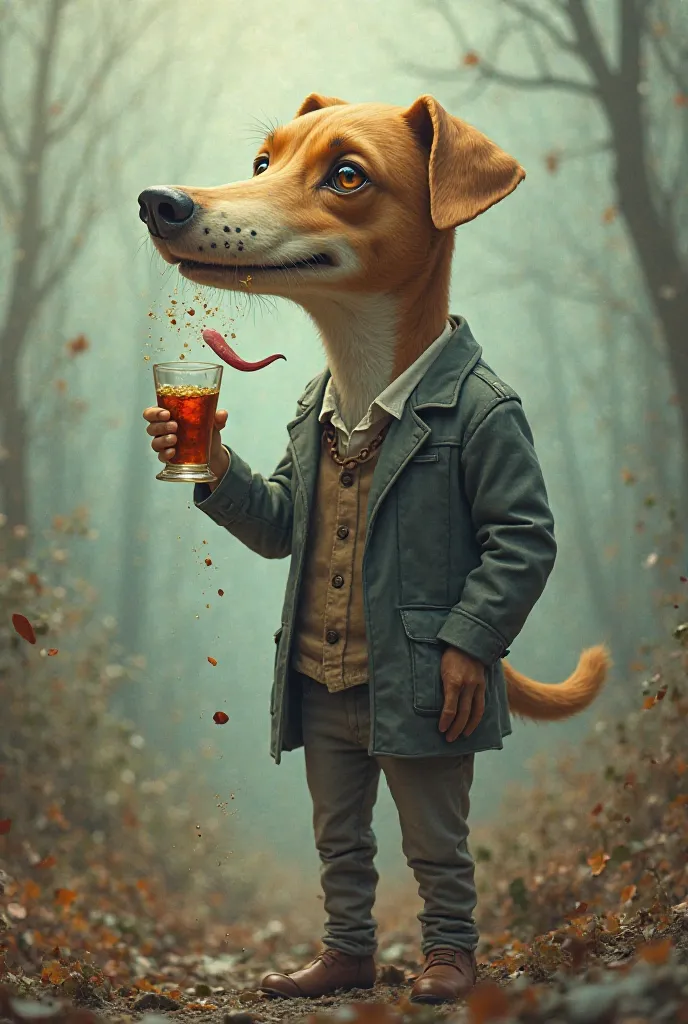 Man hed dog and drinking