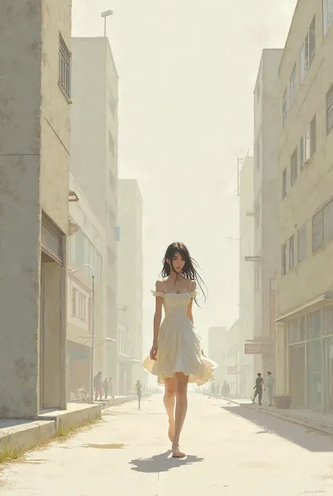 A girl who is walking alone 