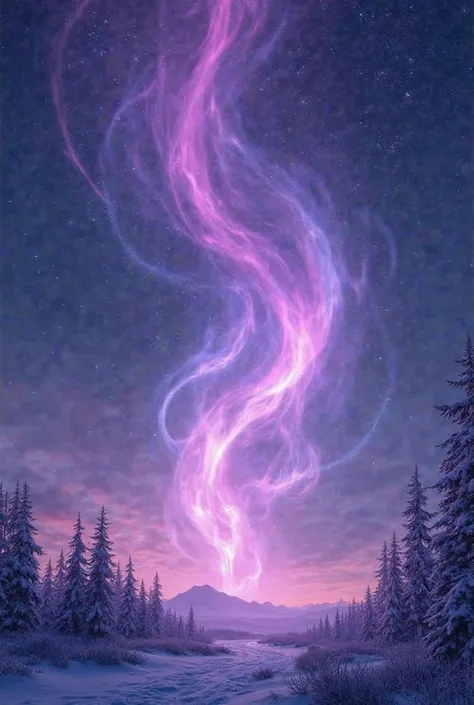 Create a realistic and intense image of the Northern Lights in lilac tones