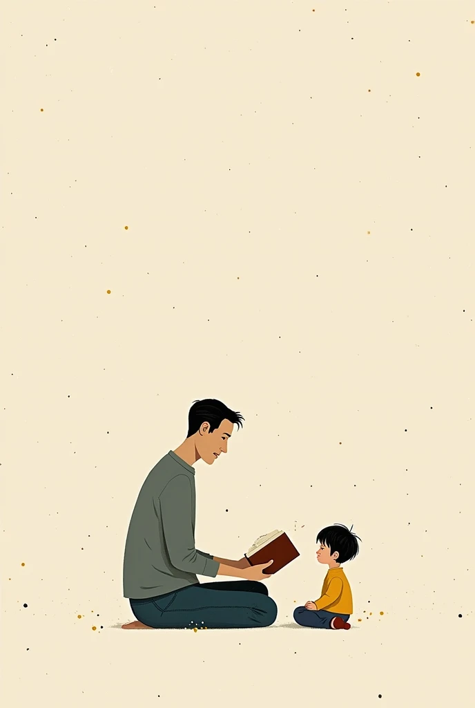 Dans un style très minimaliste , dessin simpliste , ( Jon klassen ) un papa lit un livre à son fils 