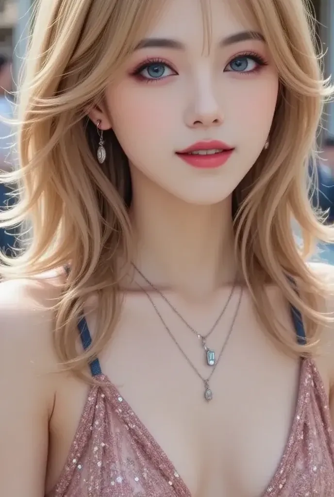 sunburn:1.5、Beautiful jacket 、Gal clothes、( Top Quality , 8k, Masterpiece, RAW photo : 1.3), Beautiful Korean Woman with Good Ratio , A well-toned and toned body、 ( Highlight color hair pink 、 ear piercing、 necklace、 twin tailsヘア), first name earrings for ...