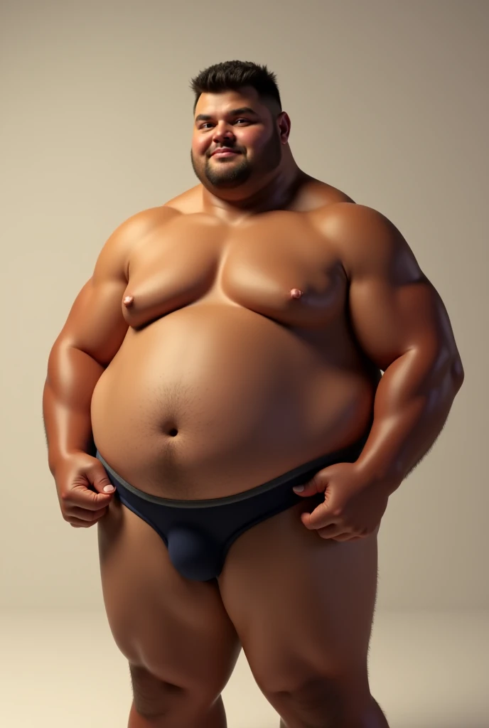 brown gay man wearing underwear slightly overweight 