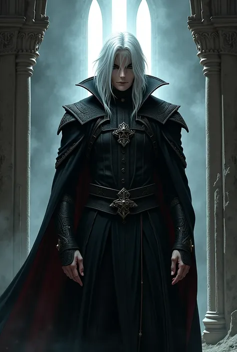 vanpire lord, handsome, white hair