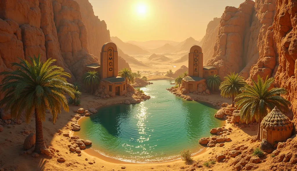 THE SUN-SCORCHED BARBARIAN OASIS OF KOR’THAL
Prompt:
A breathtaking hidden oasis deep within the heart of a vast desert. Towering sandstone cliffs encircle a pristine emerald-green lagoon, fed by a cascading waterfall that emerges from an underground sprin...