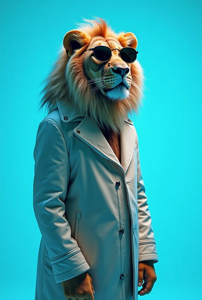 The best cell phone wallpaper, Award-Winning Wallpaper, portrait photography, In the front view is a portrait of a cute lion wearing mid-1960s space age fashion, Side view photo, Shot with Canon EOS R5, Set a strong contrast that accentuates the subject, F...