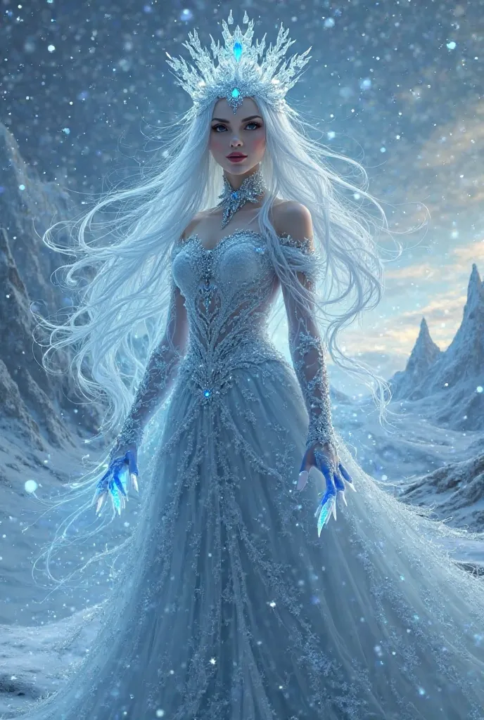 Ice Queen of Magic in white black clothes