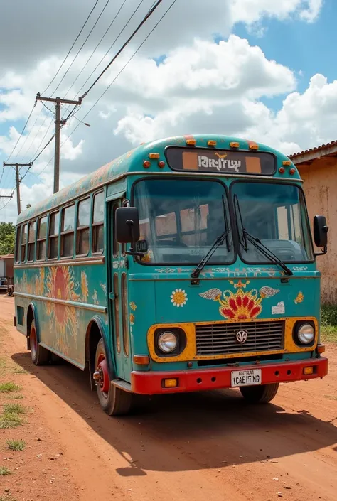 arafly tour bus parked on a dirt road in front of a building, by Viktor Oliva, side front view, victoria, victor, by Victoria Francés, by Willian Murai, microbus, wide frontal view, 3/4 front view, photo taken in 2018, by Gina Pellón, front side view, vict...