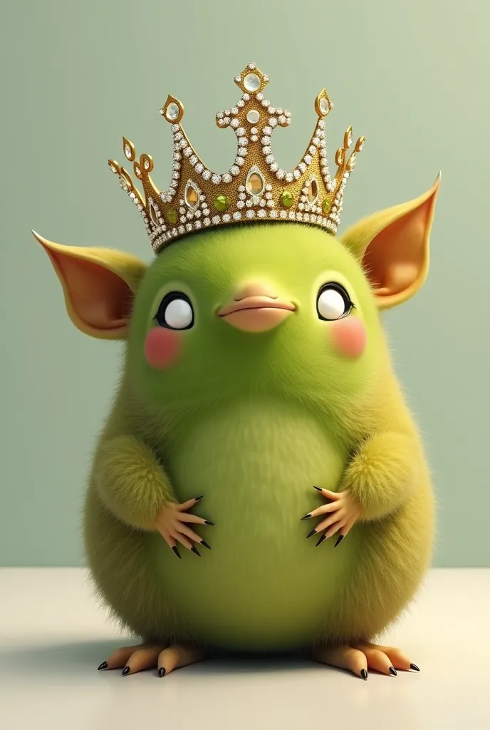 A kiwi with the absorbent ob of a tiara with an ear widener