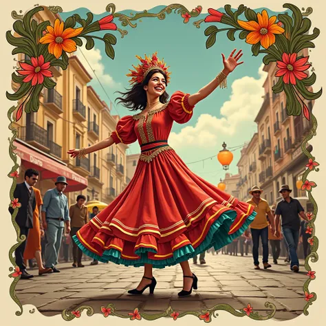 Create a post inspired by.vintage style Las Fallas vintage promotional posters