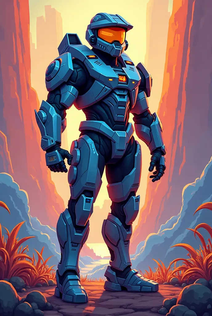 A Spartan costume from Halo in a cartoon