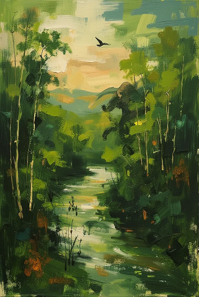 Abstract painting by peter wileman of sauraha


