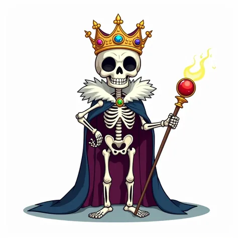 Cartoon skeleton king on a white background