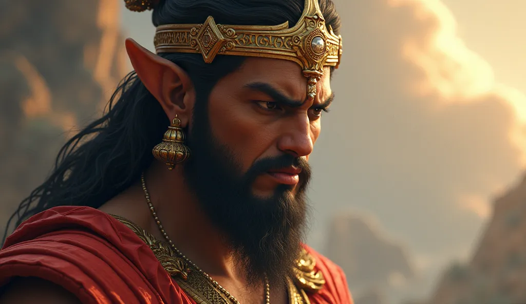 *Indra’s Concerned Expression* – Indra frowns, deep in thought, realizing the threat to his throne.