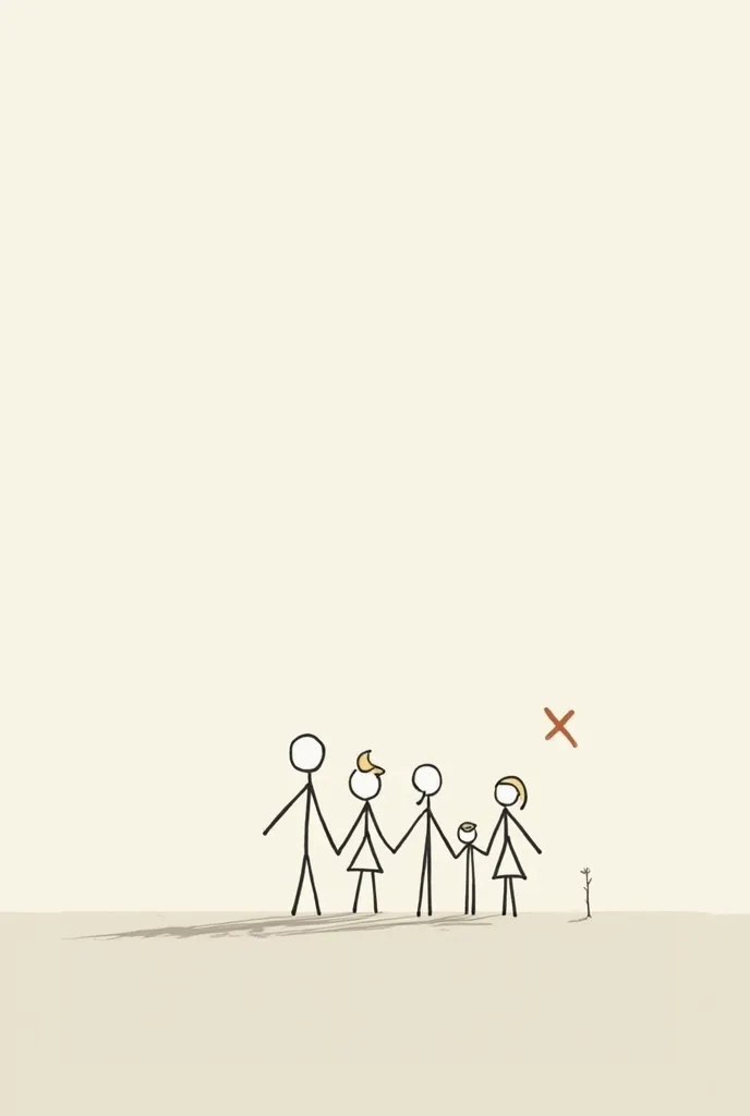 family stickman one distanced marked X